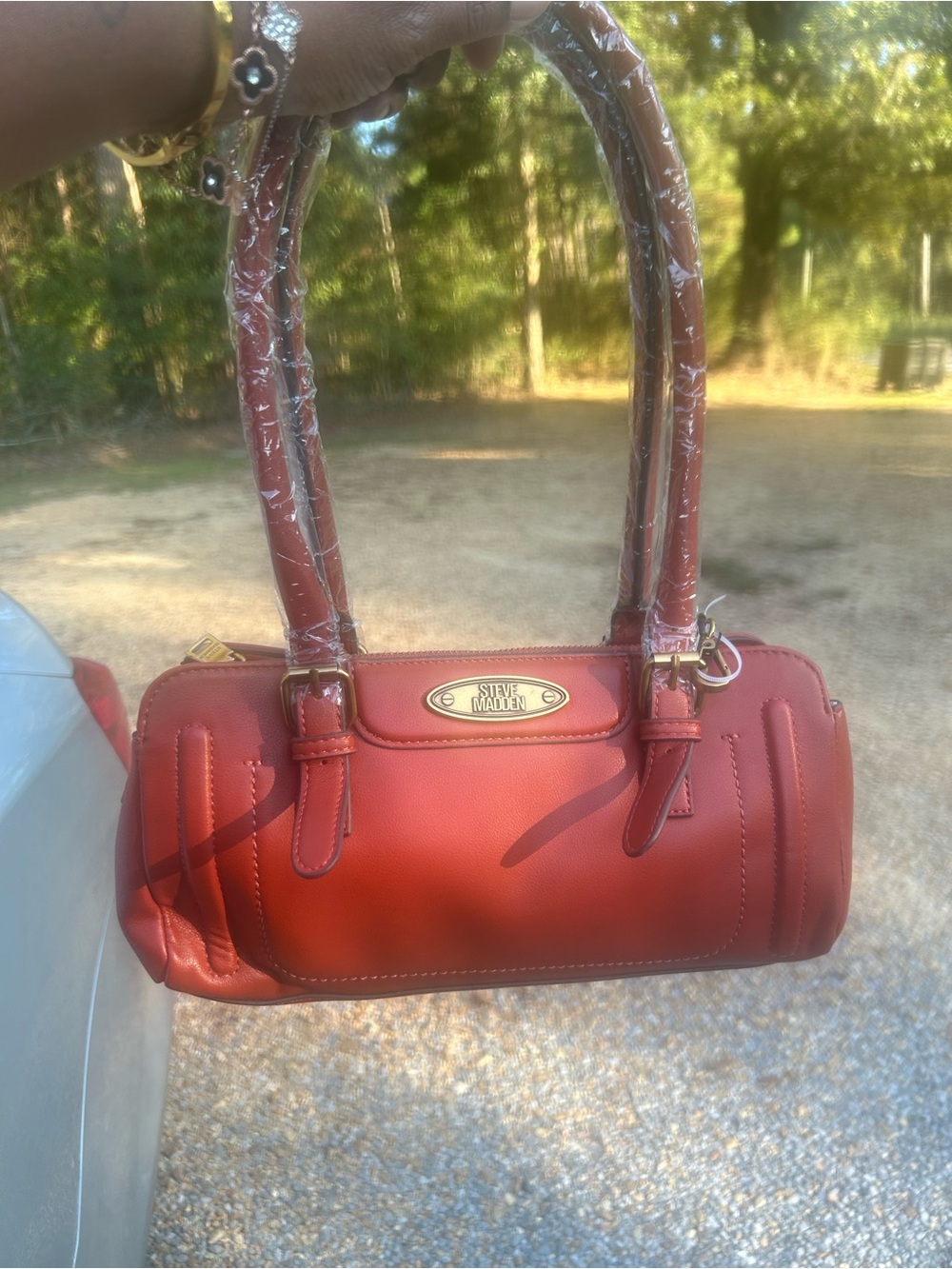Steve Madden Red Mini Barrel Satchel
